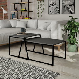 Hanah Home Juego de mesa de centro - Antracita y Negro